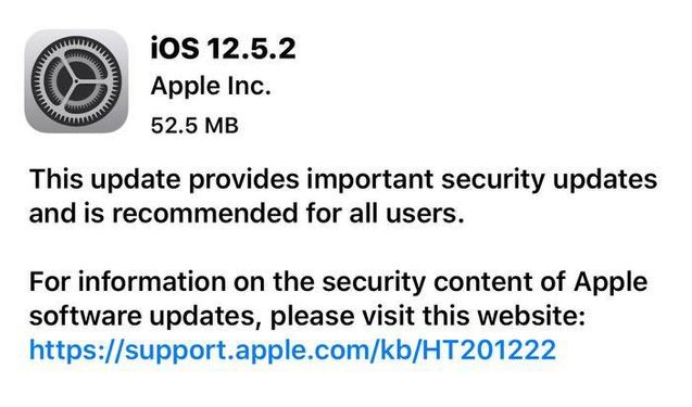 酉阳苹果手机维修分享iOS12.5.2发布，建议所有老苹果用户安装 